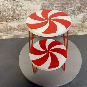 NWT Target Bullseye Playground Peppermint Risers set of 2, Christmas decor